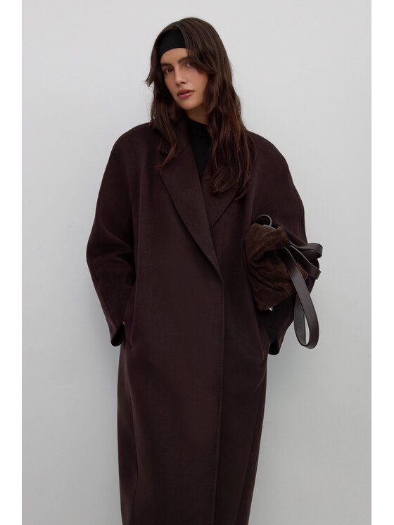 Estro Estro Cappotto di lana ER00117064 Marrone Loose Fit