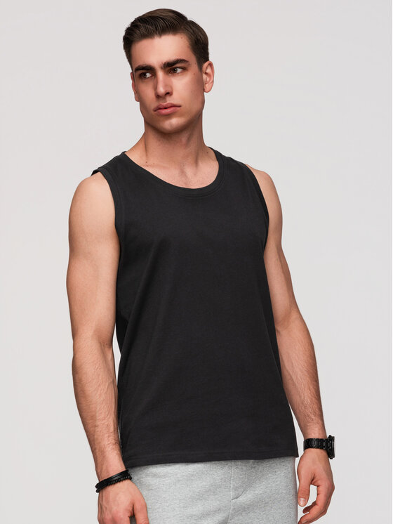 Ombre Ombre Tank top OM-TSBT-0272 Czarny Regular Fit