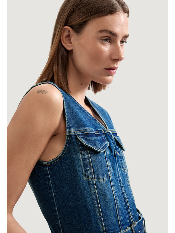 Desigual Desigual Φόρεμα καθημερινό VEST_GIGI Μπλε Casual Fit