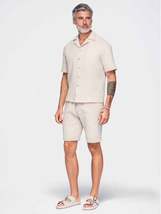 Ombre Ombre Koszula OM-SHSS-0220 Biały Boxy Fit