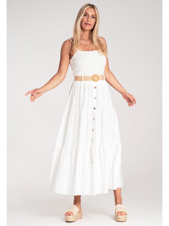 FIGL FIGL Maxi sukňa M1222 Biela Straight Fit