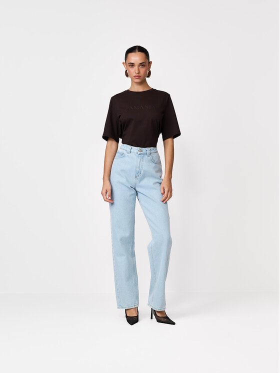 La Mania La Mania T-Shirt LUCY Tmavě hnědá Basic Fit