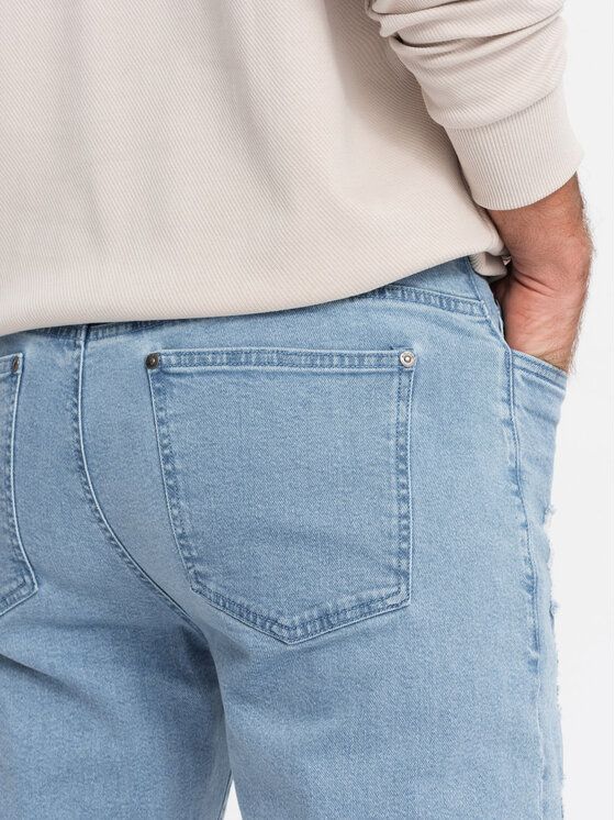 Ombre Ombre Jeansy OM-PADP-0163 Modrá Taper Fit