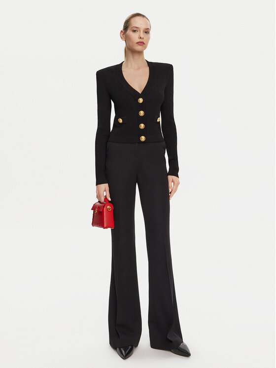 Balmain Balmain Pletena jopica DF1KL007KB07 Črna Regular Fit