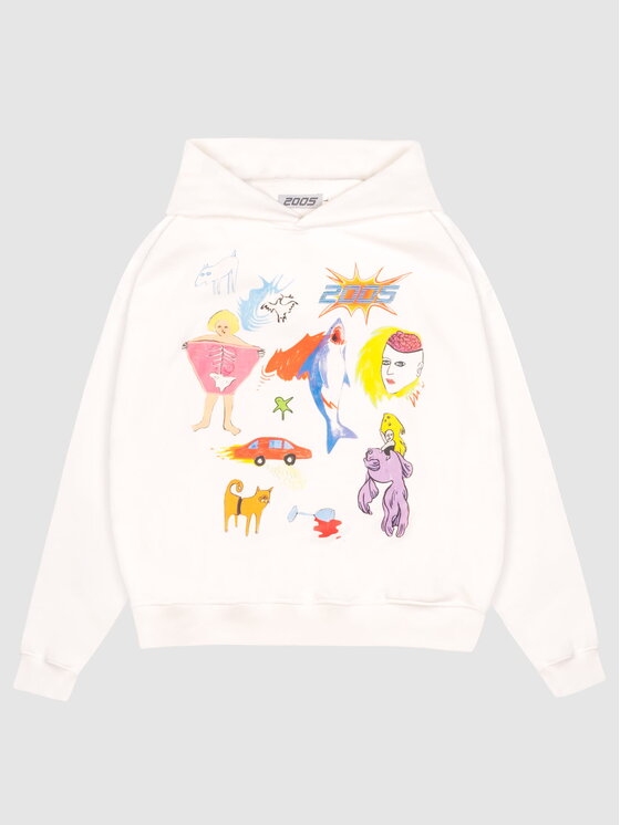 2005 2005 Mikina Comic Hoodie Écru Oversize