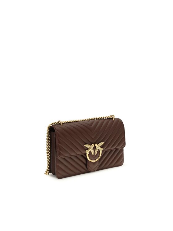 PINKO PINKO Torebka Brown Calf Leather Bos Taurus Shoulder Brązowy