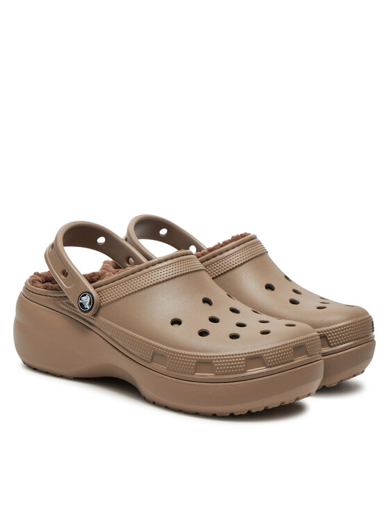 Crocs Crocs Natikači Classic Platform Lined Clog W 207938 Rjava