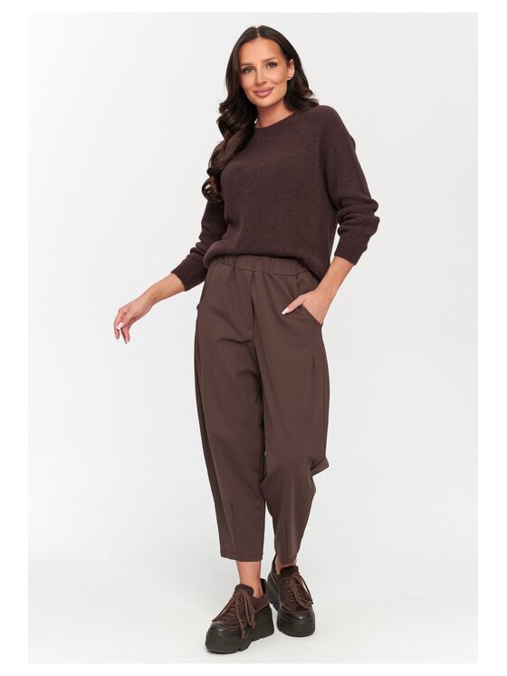 Makadamia Makadamia Spodnie materiałowe C79 Brązowy Loose Fit