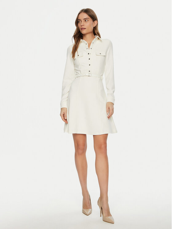 Guess Guess Rochie tip cămașă W5RK93 KCBO2 Alb Regular Fit