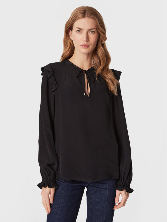 Blusa Moss Crepe Solid WW0WW37583 Nero Regular Fit...