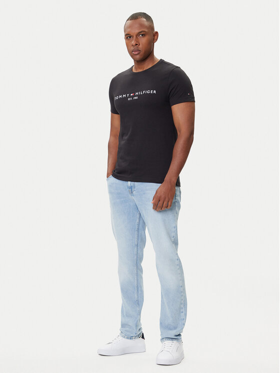 Tommy Hilfiger Tommy Hilfiger T-shirt Core Logo Tee MW0MW11465 Crna Slim Fit