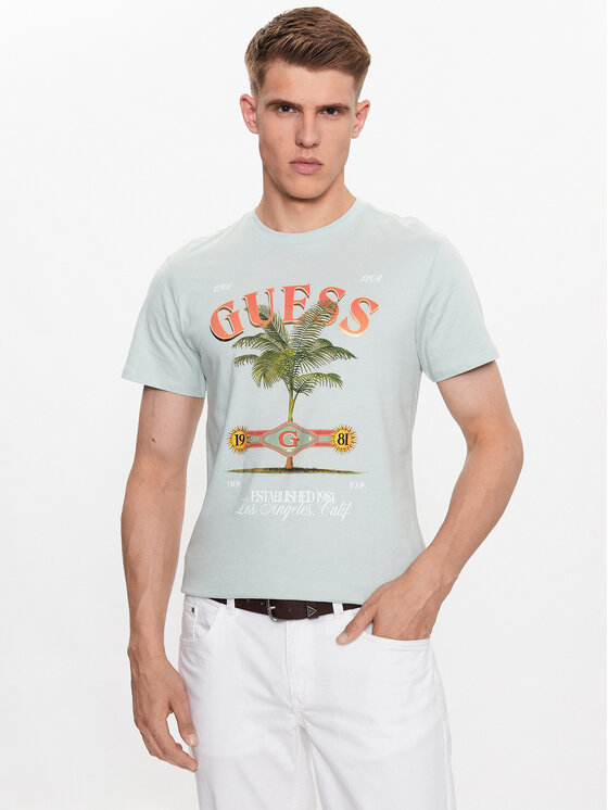 Guess T-shirt M3YI61 K9RM1 Zelena Slim Fit