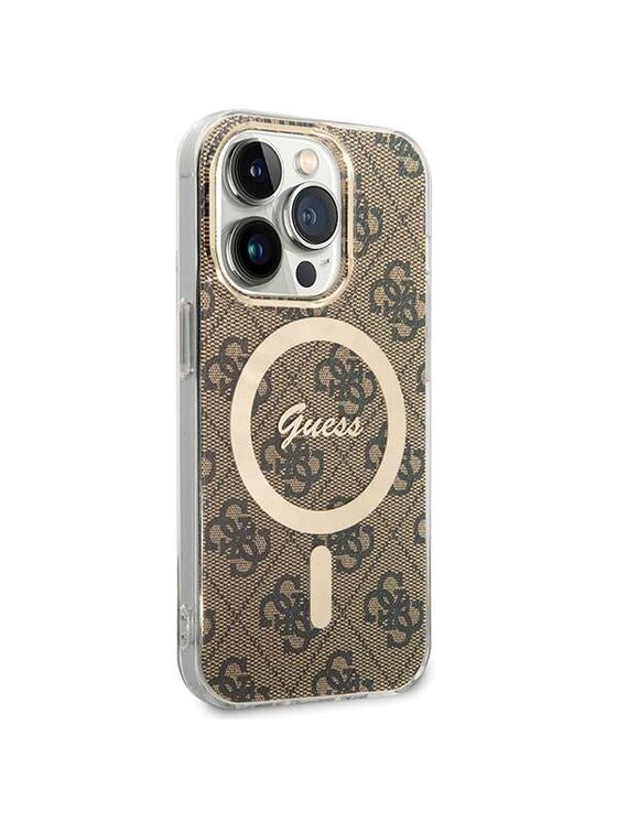 Guess Guess Etui na telefon IML 4G MagSafe Brązowy