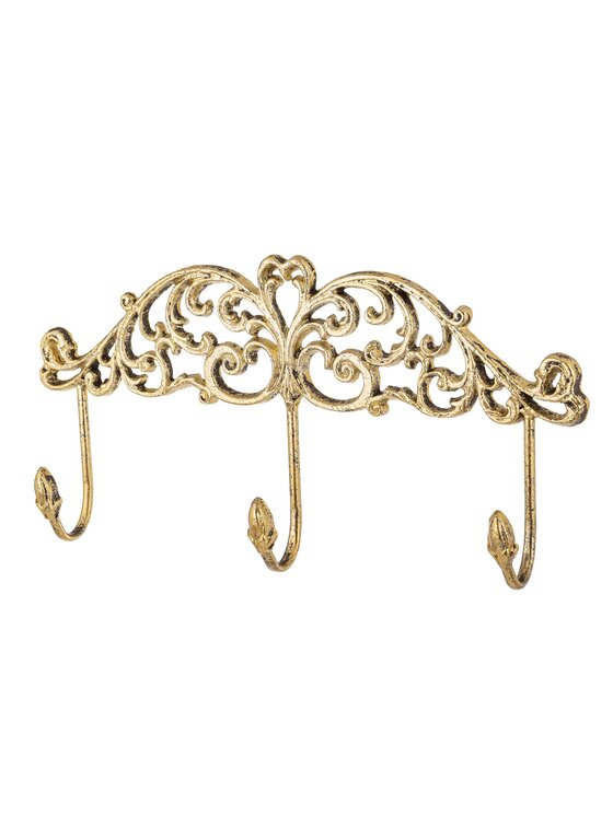 MIAhome MIAhome Wieszak ścienny metalowy 19,5x38x6 cm GANSO potrójny Złoty