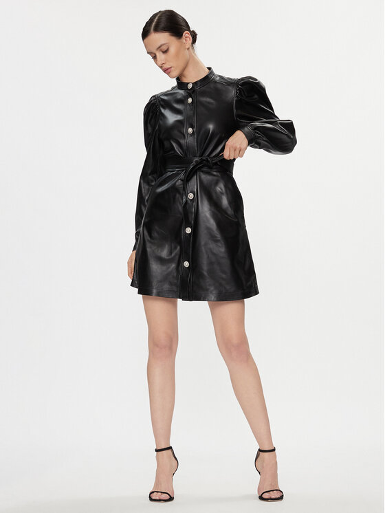 Custommade Custommade Kožna haljina Lanette 999418461 Crna Regular Fit