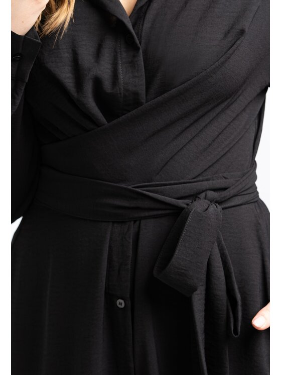 Perso Perso Sukienka codzienna RBE2325177F Czarny Regular Fit