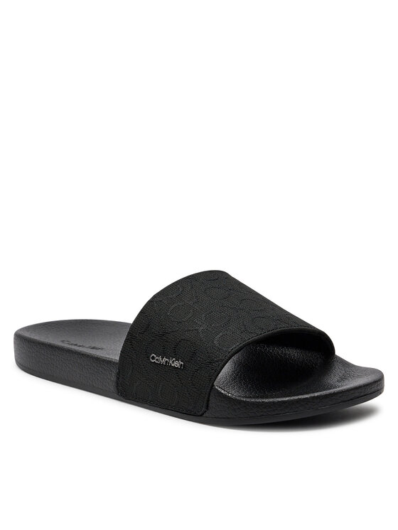 Calvin Klein Šľapky Pool Slide Wcalvin Met Mono Jacq HW0HW01971 Čierna ...