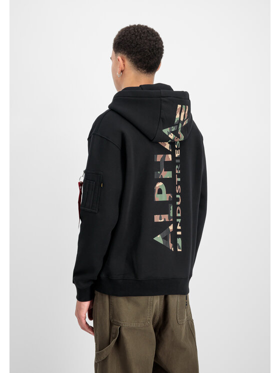 Alpha Industries Alpha Industries Bluza Backprint Camo Print Hoodie Czarny Regular Fit