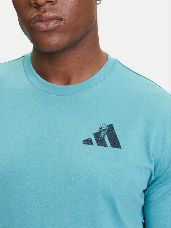 adidas adidas Tričko Yay Sports Verbiage Graphic JY1830 Tyrkysová Regular Fit