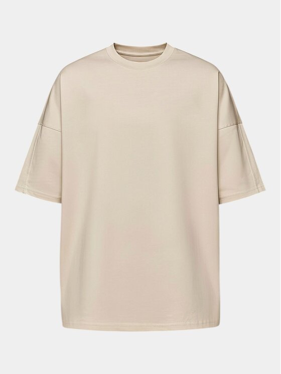 MADE BY SOCIETY MADE BY SOCIETY T-Shirt Tricou ASH SCHEMATIC - T17174 Beżowy Basic Fit