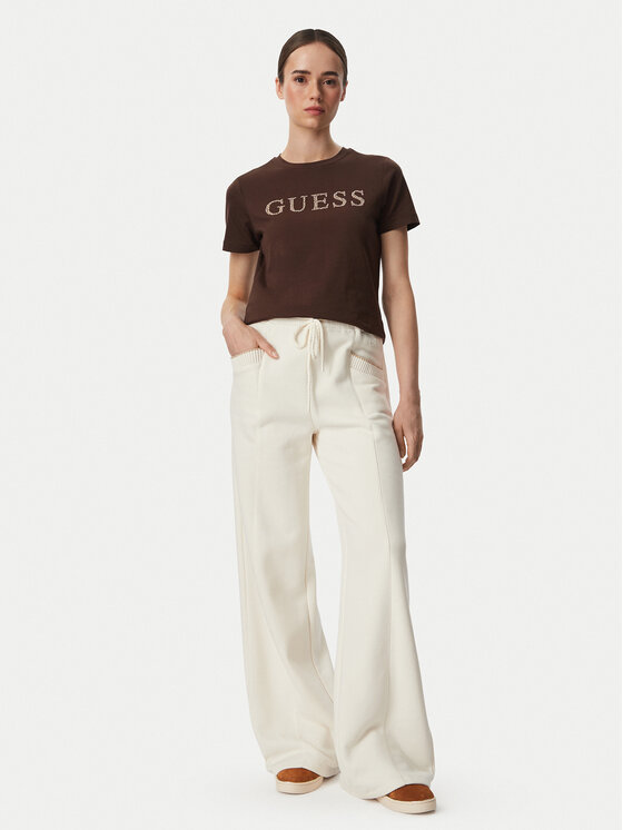 Guess Guess T-shirt V6RI20 J1314 Smeđa Regular Fit