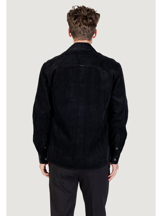 Antony Morato Antony Morato Πουκάμισο REGULAR FIT WITH LOGOED METAL BADGE Μαύρο Regular Fit