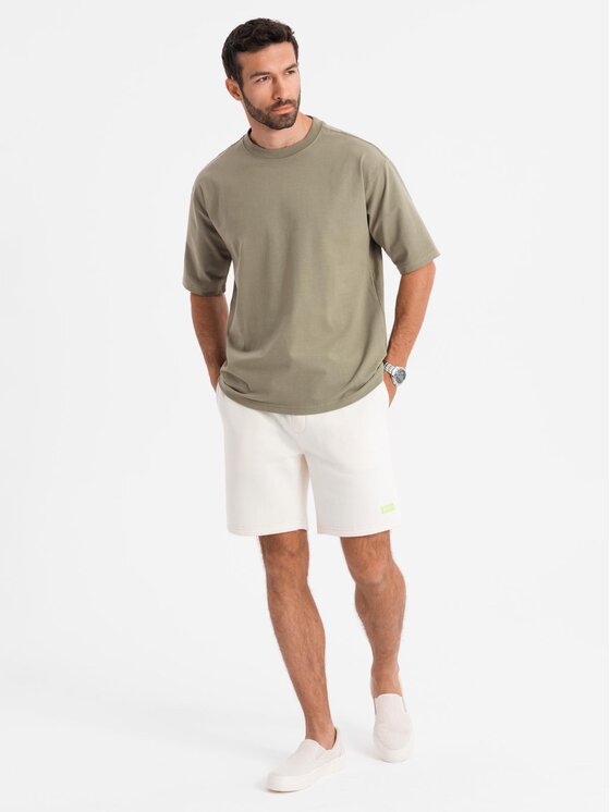 Ombre Ombre T-Shirt OM-TSBC-0234 Khaki Loose Fit