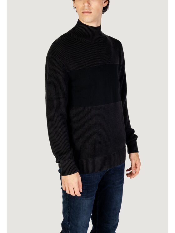 Calvin Klein Jeans Calvin Klein Jeans Sweter MIXED STITCH HIGH Czarny To Fit