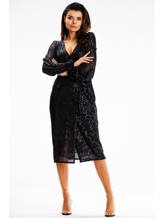 Awama Awama Sukienka wieczorowa A632 Czarny Basic Fit