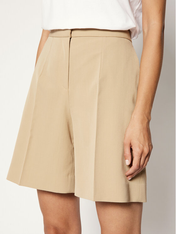 Victoria Victoria Beckham Kratke hlače iz tkanine Blend Tailoring 2220WSR000958A Bež Regular Fit