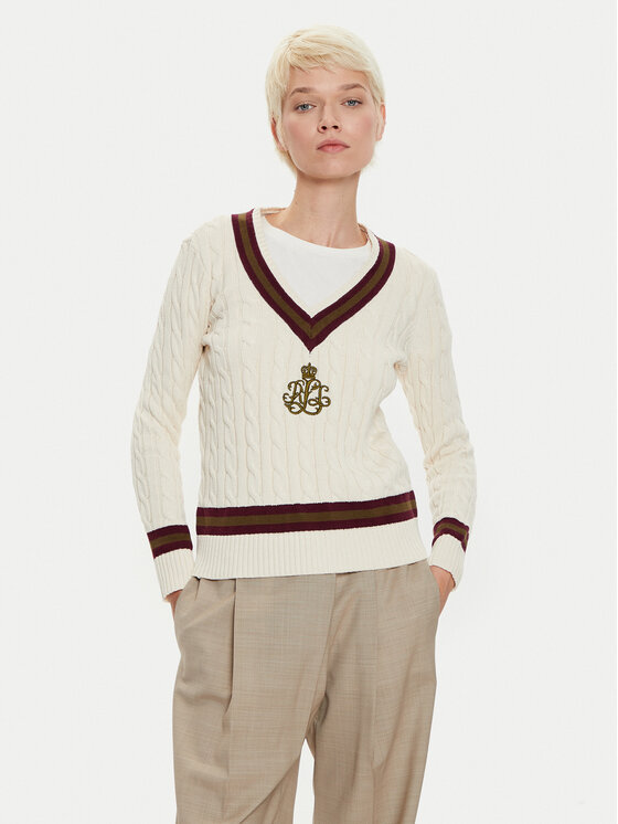 LAUREN RALPH LAUREN Sveter 200951624002 Écru Regular Fit