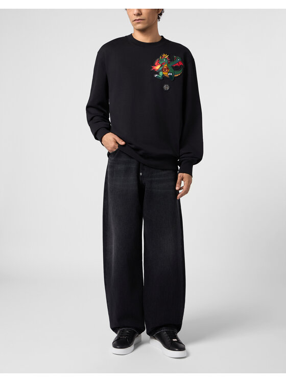 PHILIPP PLEIN PHILIPP PLEIN Mikina 31375 Černá Regular Fit