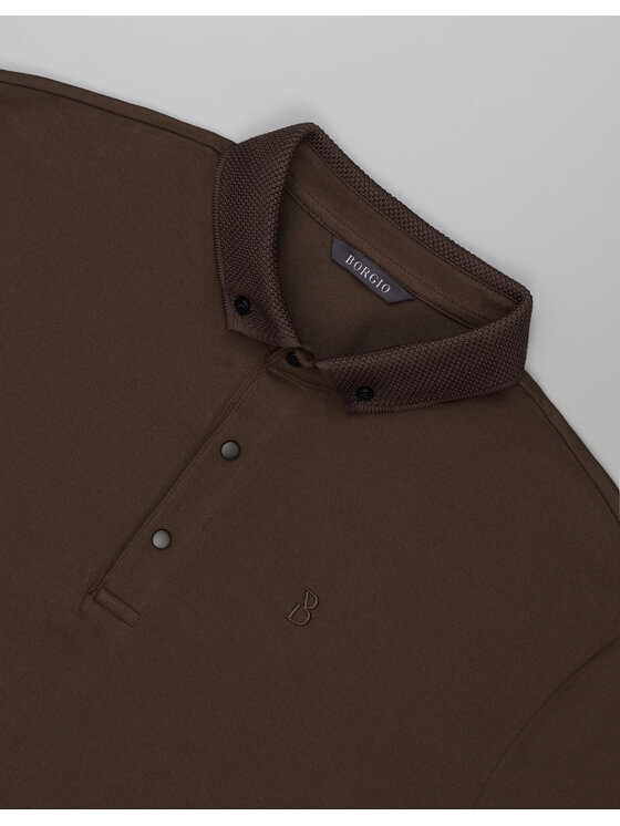 Borgio Borgio Polo matteo 01 Brązowy Classic Fit