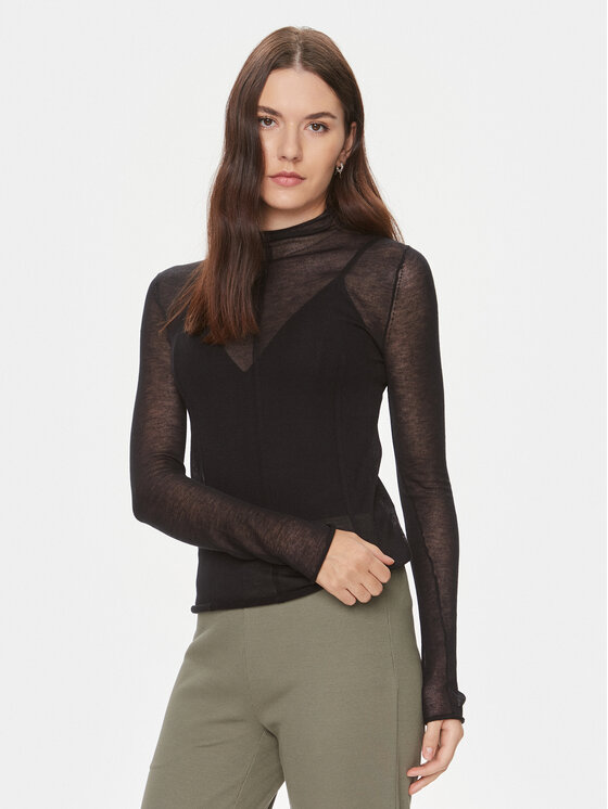 Calvin Klein Jeans Blúzka Sheer J20J222925 Čierna Regular Fit