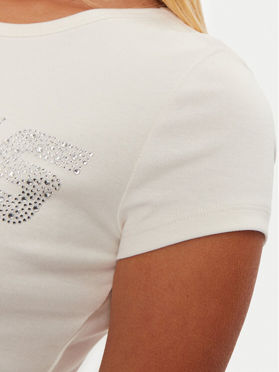 Guess Guess T-shirt V4BI16 KCIV1 Écru Regular Fit