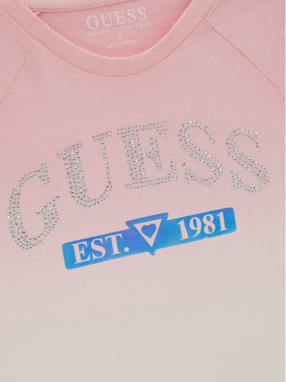 Guess Guess T-krekls J4RI12 K8HM4 Rozā Regular Fit