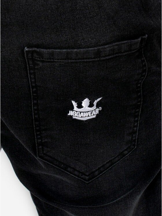 Jigga Wear Jigga Wear Spodnie materiałowe Spodnie Jogger Ze Ściągaczem Męskie Czarne Jigga Wear Crown S Czarny Regular Fit