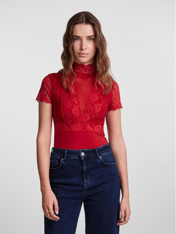Pieces Body 17131182 Červená Slim Fit