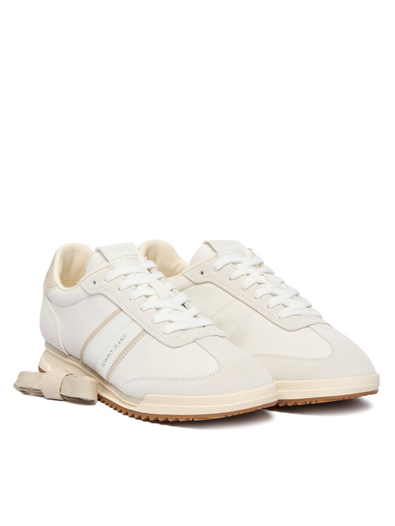 Tommy Jeans Tommy Jeans Laisvalaikio batai Tjw Low Profile Runner Lthr Mix EN0EN03001 Écru