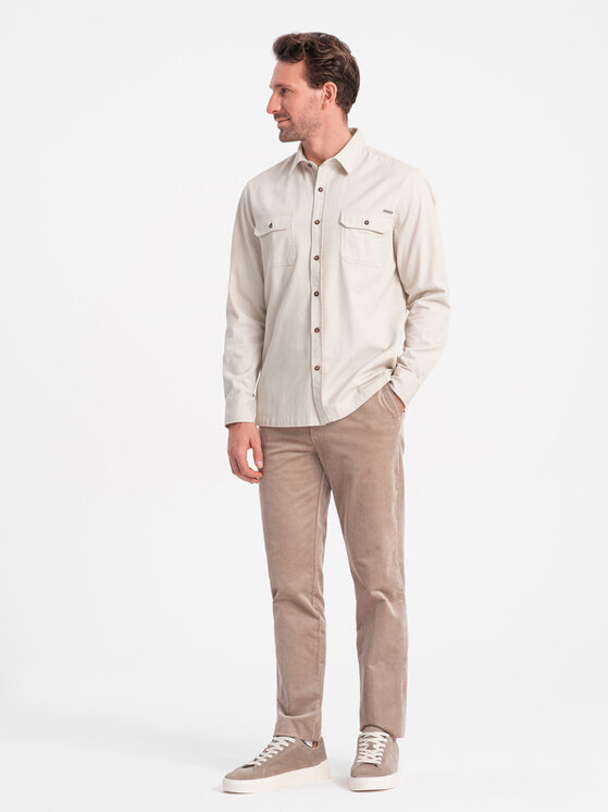Ombre Ombre Košile OM-SHCS-0146 Béžová Regular Fit