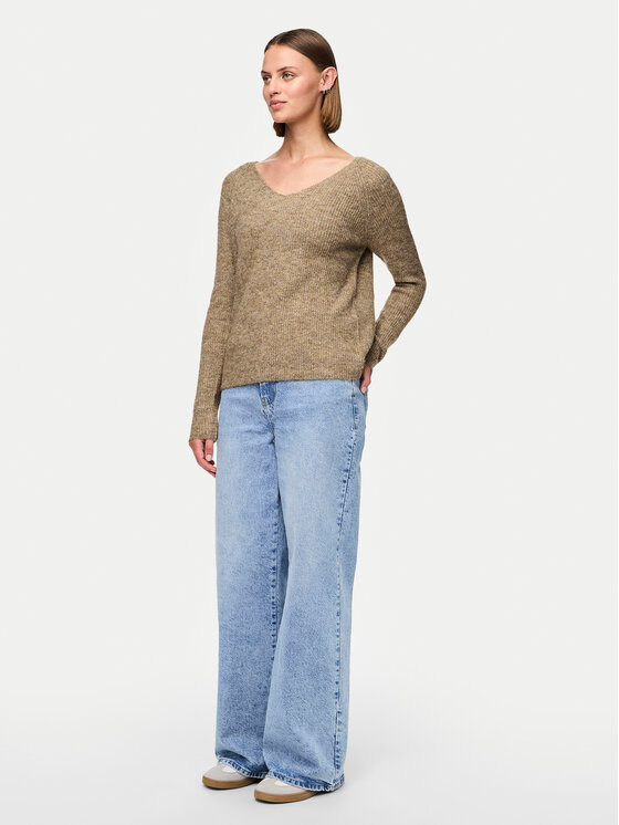 Pieces Pieces Sweter Ellen 17114251 Brązowy Regular Fit