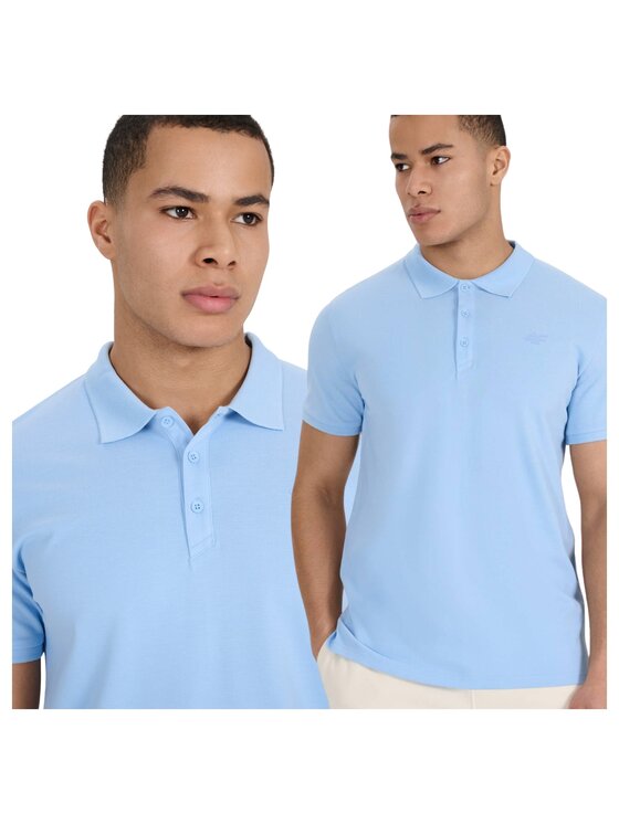 4F 4F Polo 4FWSS26TPTSM0948-34S Niebieski Regular Fit