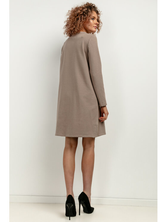 Tessita Tessita Sukienka dzianinowa T412/6/XS-S Brązowy Relaxed Fit