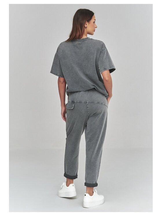 Makadamia Makadamia Dres C65 Szary Loose Fit