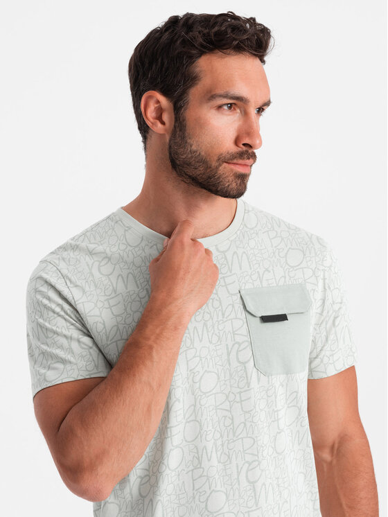 Ombre Ombre T-Shirt OM-TSFP-0188 Zielony Regular Fit