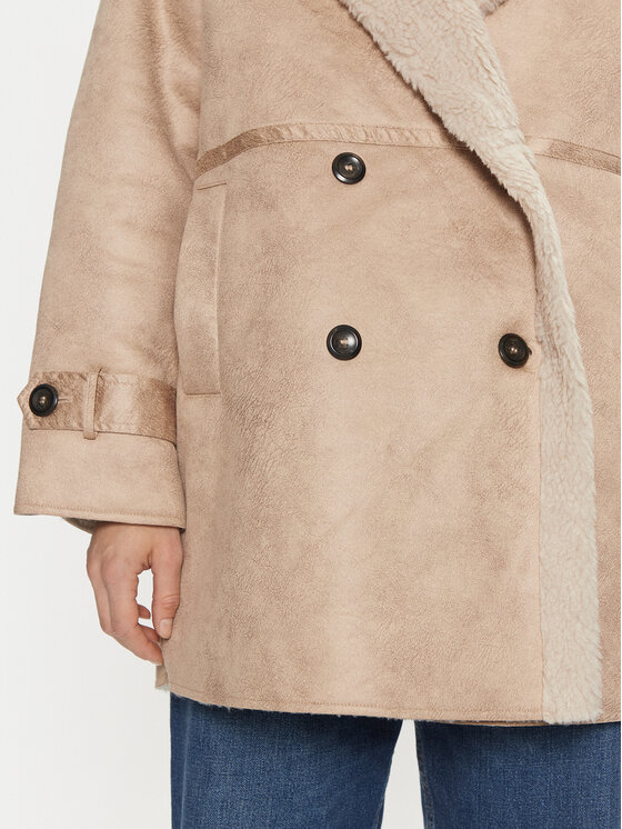 ONLY ONLY Cappotto di pelliccia sintetica Ylva 15322402 Beige Regular Fit
