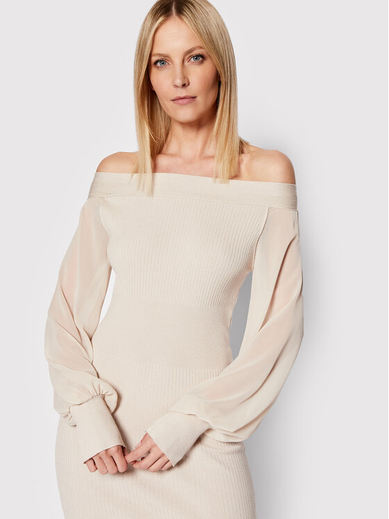 Rinascimento Rinascimento Strickkleid CFM0010754003 Beige Slim Fit