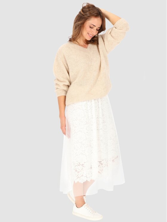 Perso Perso Midi sukně JPE230069F Bílá Regular Fit