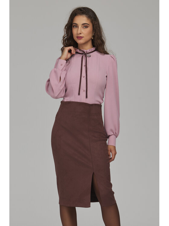 NIFE NIFE Spódnica midi SP89 Brązowy Fitted Fit
