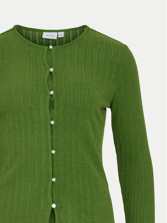 Vila Vila Pletena jopica Dalena 14102368 Zelena Slim Fit